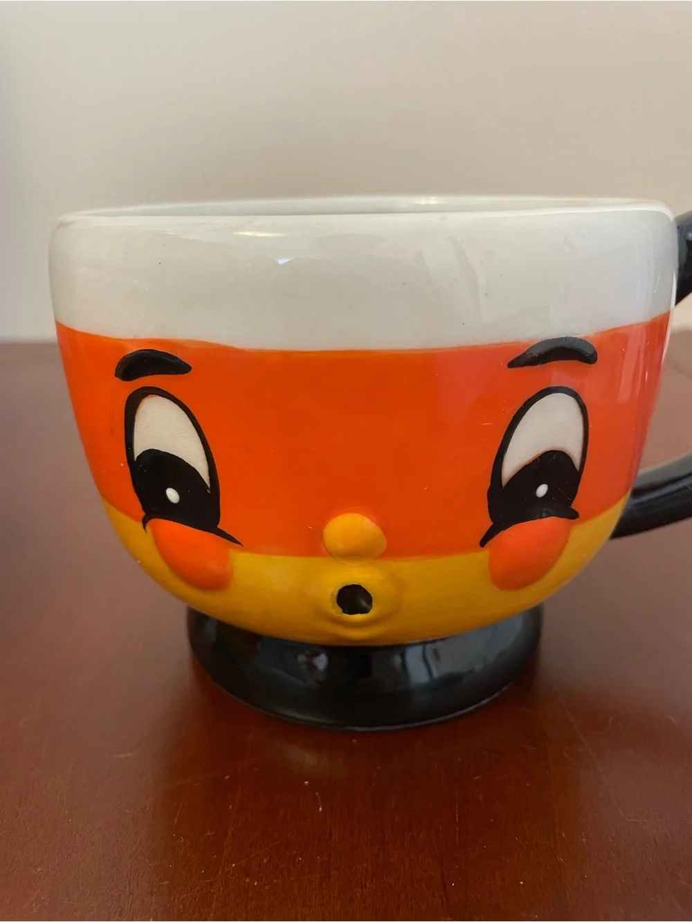 NIB JOHANNA PARKER SET OF 2 CANDY CORN MUGS Cups Halloween Holiday Tea Coffee